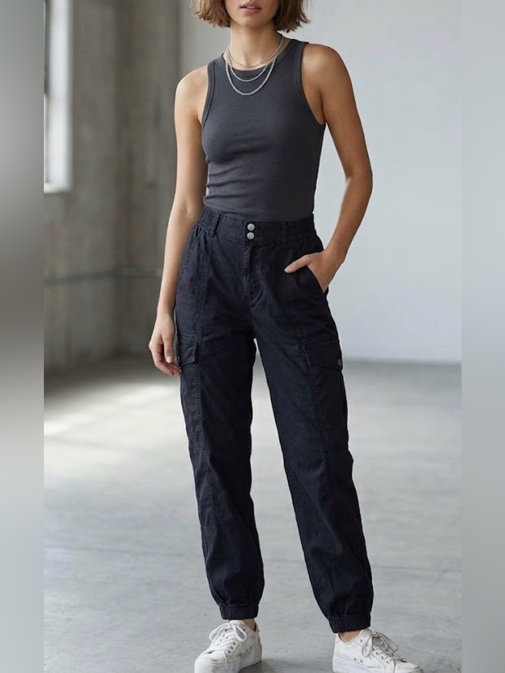 Garage Black Cargo Jogger Pants for Women